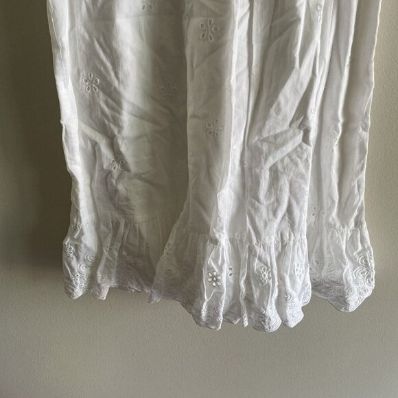 Ann Taylor Loft Women SZ 6 White Eyelet Ruffle Lined Ruffled/Off Shoulder Dress - Picture 2 of 7